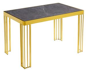 Worley Gloss Dining Table In Grey Marble Effect With Gold Legs