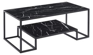 Isla Wooden Coffee Table With Undershelf In Black Marble Effect