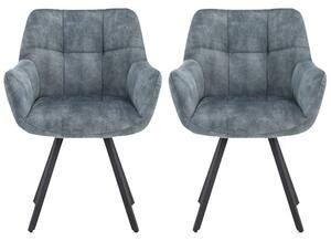 Jordan Stone Blue Fabric Dining Chairs With Metal Frame In Pair