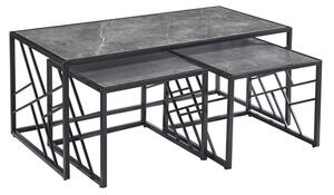 Oslo Gloss Coffee Table And Side Tables In Grey With Black Frame