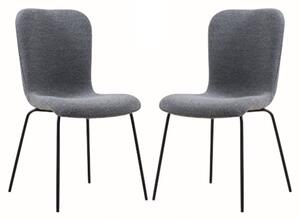 Ontario Dark Grey Fabric Dining Chairs With Black Frame In Pair