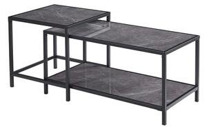 Celle Wooden Coffee Table And Side Table In Grey Marble Effect