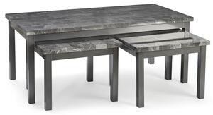 Lecce Wooden Coffee Table And Side Tables In Grey Marble Effect