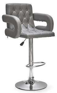 Silvis Adjustable Faux Leather Bar Stool In Grey