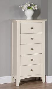 Lenox Wooden Chest Of 5 Drawers Narrow In Ivory