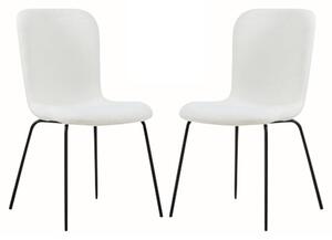 Ontario Ivory Fabric Dining Chairs With Black Frame In Pair