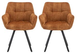 Jordan Rust Fabric Dining Chairs With Metal Frame In Pair