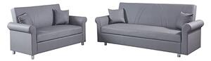 Keller Faux Leather 3+2 Seater Sofa Beds In Grey