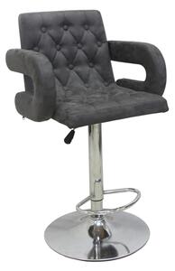 Silvis Adjustable Plush Velvet Bar Stool In Grey