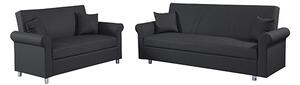 Keller Faux Leather 3+2 Seater Sofa Beds In Black