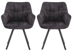 Jordan Charcoal Fabric Dining Chairs With Metal Frame In Pair