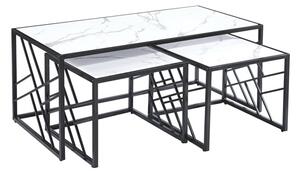 Oslo Gloss Coffee Table And Side Tables In White With Black Frame