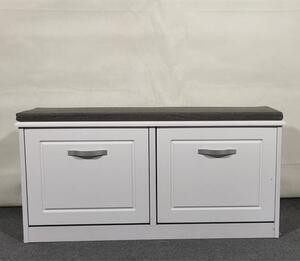 Hinton High Gloss Shoe Storage Bench With 2 Flip Doors In White