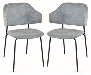 Benson Light Grey Fabric Dining Chairs With Black Frame In Pair