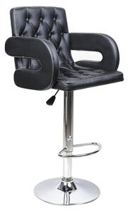 Silvis Adjustable Faux Leather Bar Stool In Black