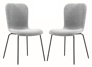 Ontario Light Grey Fabric Dining Chairs With Black Frame In Pair