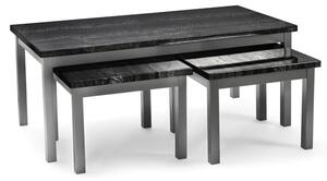 Lecce Wooden Coffee Table And Side Tables In Black Marble Effect