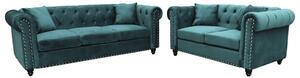 Oaxaca Plush Velvet 3+2 Seater Sofa Set In Green