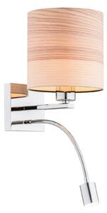 Harris wall light, reading lamp, chrome/light wood