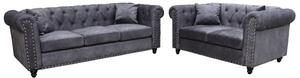 Oaxaca Plush Velvet 3+2 Seater Sofa Set In Light Grey