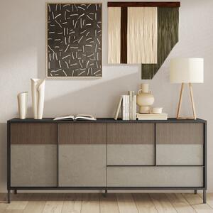 Edison Wooden Sideboard 4 Doors 1 Drawer In Clay Mercury Oak