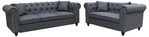 Oaxaca Faux Leather 3+2 Seater Sofa Set In Grey