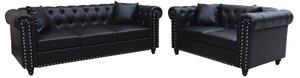 Oaxaca Faux Leather 3+2 Seater Sofa Set In Black