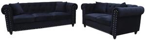 Oaxaca Plush Velvet 3+2 Seater Sofa Set In Black