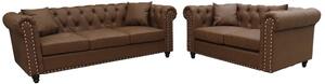 Oaxaca Faux Leather 3+2 Seater Sofa Set In Brown