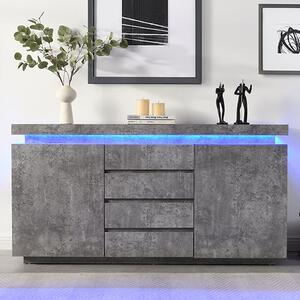 Odessa Sideboard With 2 Door 4 Drawer In Concrete Effect And LED