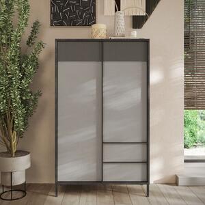 Edison Wooden Highboard 2 Doors 2 Drawers In Lead Slate Effect