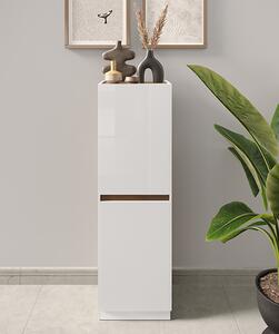 Flores High Gloss Storage Cabinet 2 Doors In White And Dark Oak