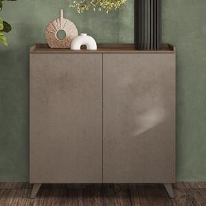 Tavira Wooden Storage Cabinet 2 Doors In Dark Oak And Bronze