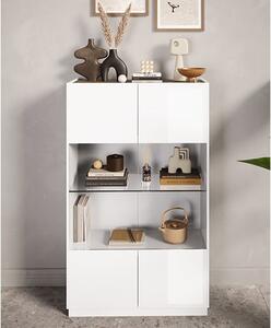 Flores High Gloss Display Cabinet 2 Doors In White And Dark Oak