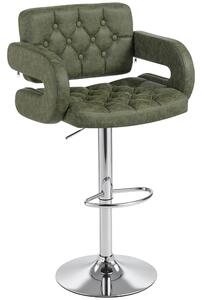 HOMCOM PU Leather Upholstered Swivel Bar Stool, Height Adjustable with Back, Armrest, Footrest, Green