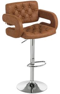 HOMCOM PU Leather Upholstered Swivel Bar Stool, Height Adjustable with Back, Armrest, Footrest, Brown