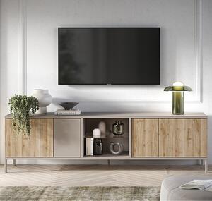 Genoa Wooden TV Stand With 4 Doors In Cashmere And Cadiz Oak