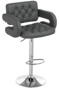 HOMCOM PU Leather Upholstered Swivel Bar Stool, Height Adjustable with Back, Armrest, Footrest, Grey