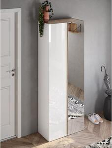 Flint High Gloss Shoe Cabinet Tall 2 Doors In White Cadiz Oak