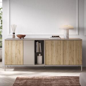 Genoa Wooden Sideboard With 4 Doors In Cashmere And Cadiz Oak