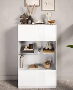 Flores High Gloss Display Cabinet 2 Doors In White Light Oak