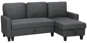 HOMCOM Three-Seater Storage Sofa Bed w/ Scratch Resistant Fabric, Charcoal Grey Aosom UK