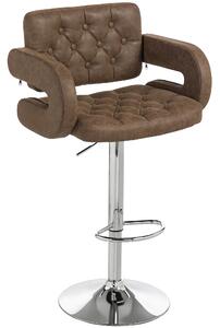 HOMCOM PU Leather Upholstered Swivel Bar Stool, Height Adjustable with Back, Armrest, Footrest, Coffee