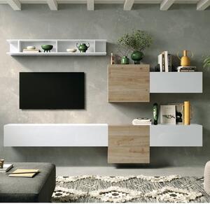 Brela High Gloss Entertainment Unit In White And Cadiz Oak