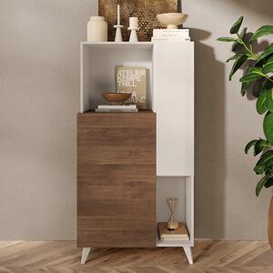 Milan High Gloss Highboard With 2 Doors In White And Walnut