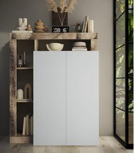 Hanmer High Gloss Shoe Storage Cabinet 2 Doors In White Pear