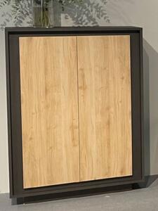 Soller Wooden Highboard 2 Doors In Black Lava Cadiz Oak