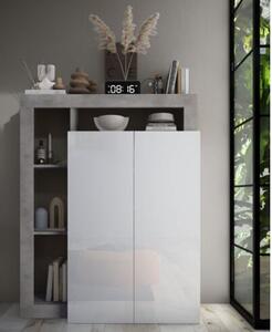 Hanmer High Gloss Shoe Storage Cabinet 2 Doors In White Concrete