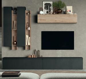 Anzio Wooden Entertainment Unit In Lava And Cadiz Oak