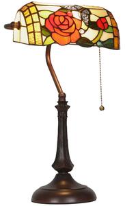 HOMCOM Tiffany-Style Rose and Butterfly Table Lamp - Multi